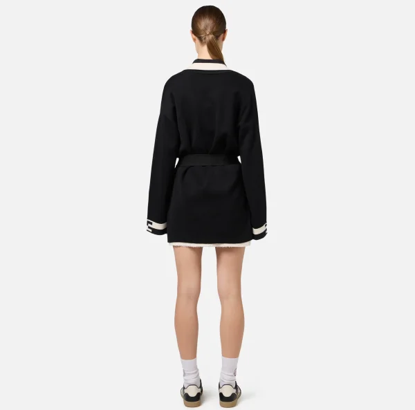 Elisabetta Franchi Maglieria E Felpe^Cardigan in viscosa con bande logo Nero/Burro