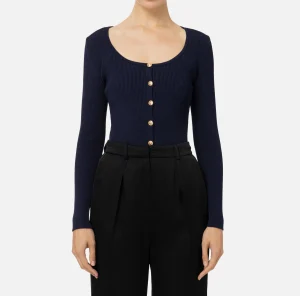 Elisabetta Franchi Maglieria E Felpe^Cardigan in viscosa effetto plissé Navy