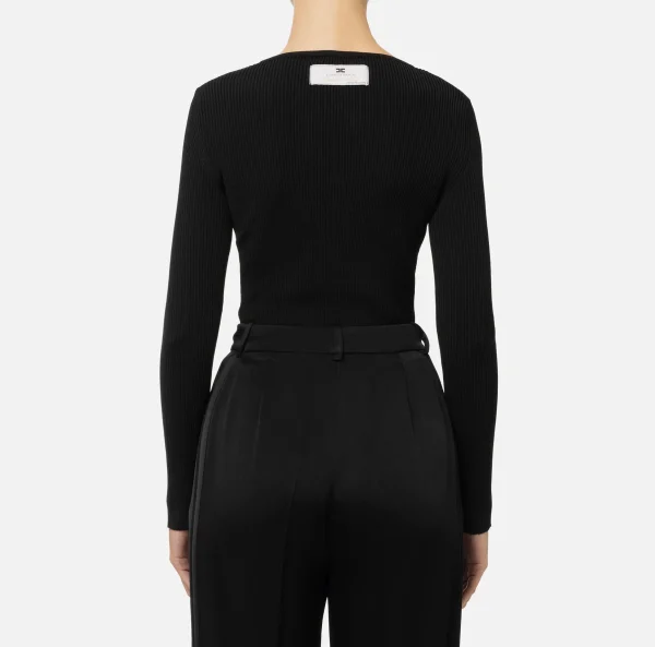 Elisabetta Franchi Maglieria E Felpe^Cardigan in viscosa effetto plissé Nero