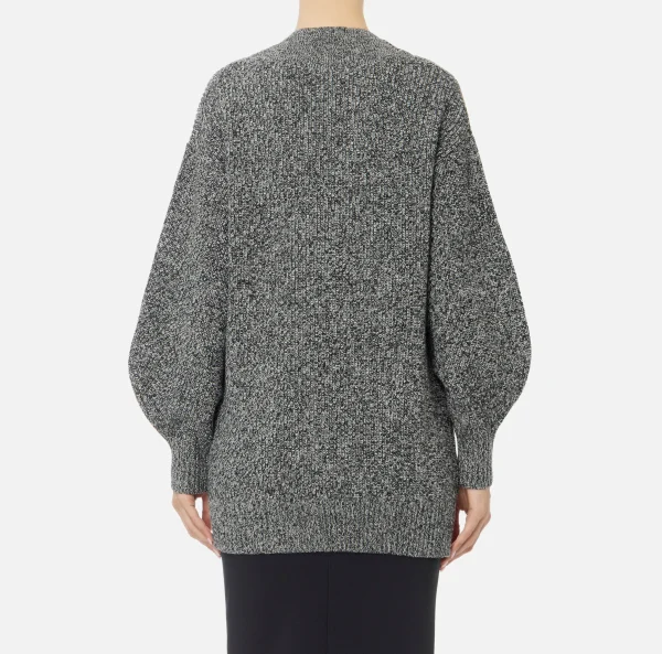 Elisabetta Franchi Maglieria E Felpe^Cardigan in viscosa mouliné con patch logo Nero/Burro
