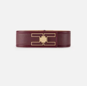 Elisabetta Franchi Cinture^Cintura alta in pelle con girello logo RougeNoir