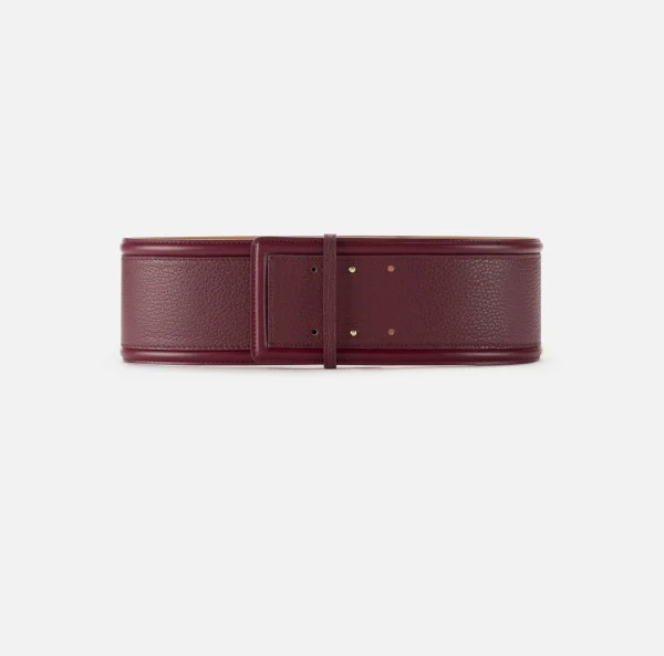 Elisabetta Franchi Cinture^Cintura alta in pelle con girello logo RougeNoir