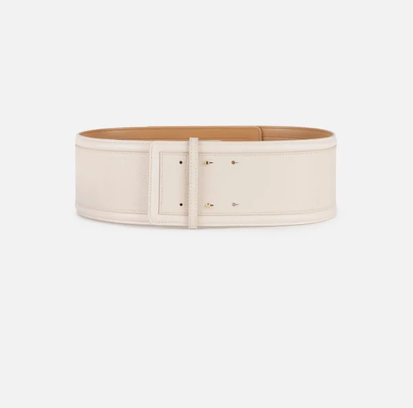 Elisabetta Franchi Cinture^Cintura alta in pelle con girello logo Lattice