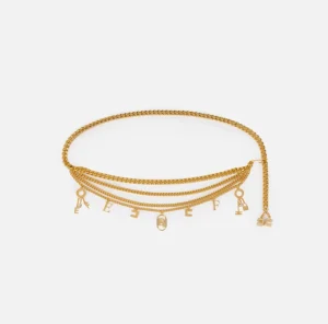 Elisabetta Franchi Cinture^Cintura catena in metallo dorato con charms OroGiallo