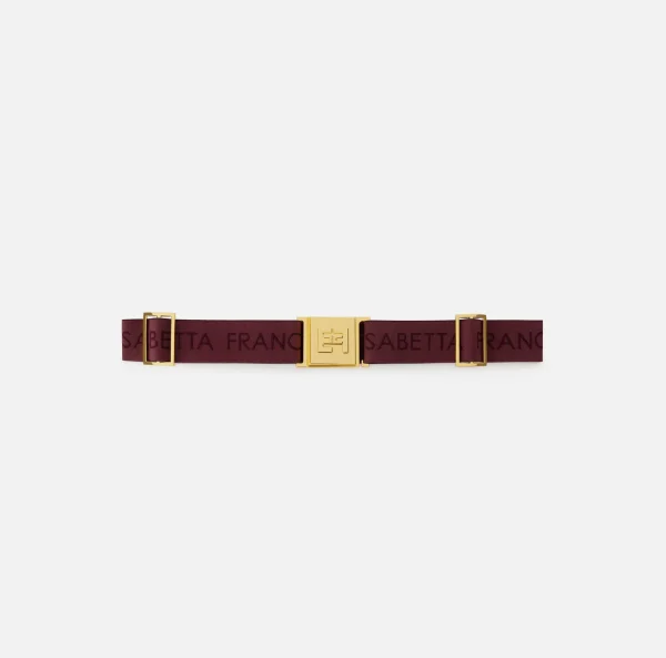 Elisabetta Franchi Cinture^Cintura in elastico jaquard logo e placca logata RougeNoir