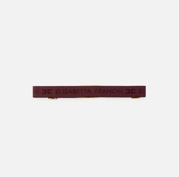 Elisabetta Franchi Cinture^Cintura in elastico jaquard logo e placca logata RougeNoir