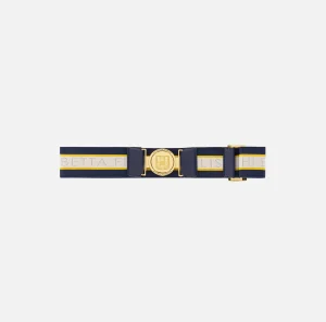 Elisabetta Franchi Cinture^Cintura in elastico logato con fibbia logo Navy/Mimosa/Burro