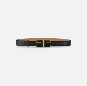 Elisabetta Franchi Cinture^Cintura in materiale sintetico effetto pelle con fibbia logo Nero