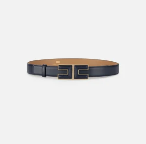 Elisabetta Franchi Cinture^Cintura in materiale sintetico effetto pelle con fibbia logo Navy