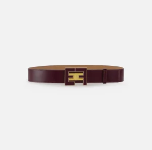 Elisabetta Franchi Cinture^Cintura in materiale sintetico effetto pelle con placca logo RougeNoir