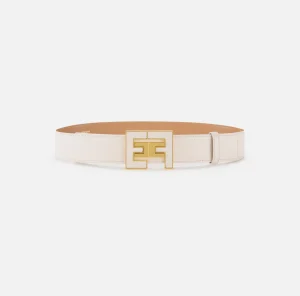 Elisabetta Franchi Cinture^Cintura in materiale sintetico effetto pelle con placca logo Lattice