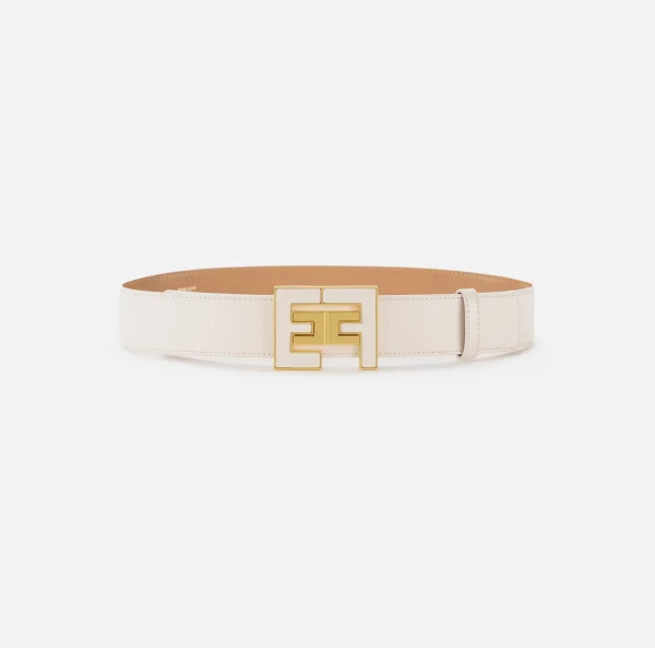 Elisabetta Franchi Cinture^Cintura in materiale sintetico effetto pelle con placca logo Lattice