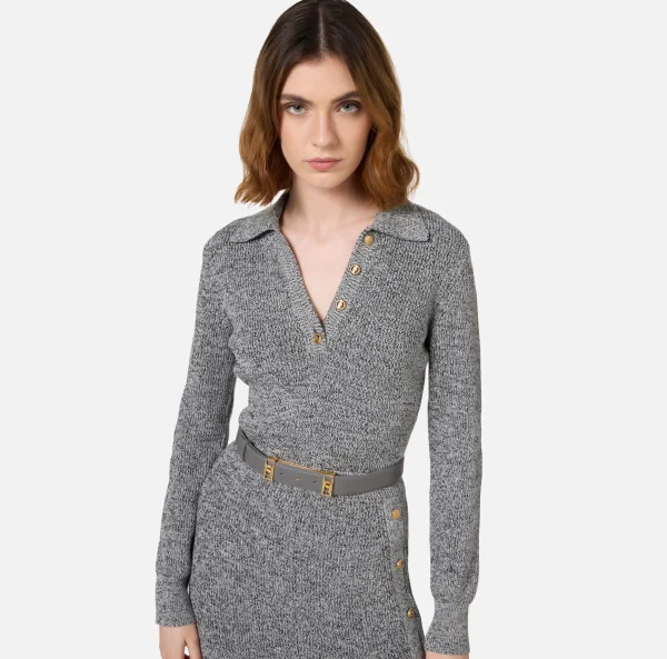 Elisabetta Franchi Cinture^Cintura in materiale sintetico effetto pelle con passanti logo Steel