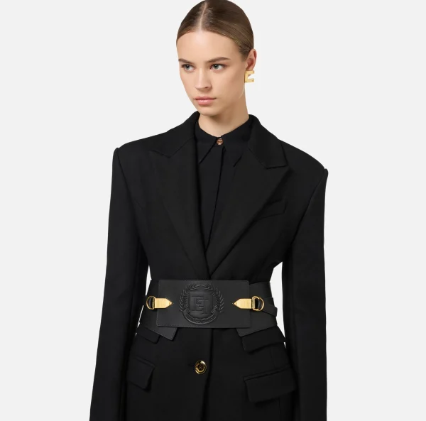 Elisabetta Franchi Cinture^Cintura in pelle a portafoglio con logo Nero