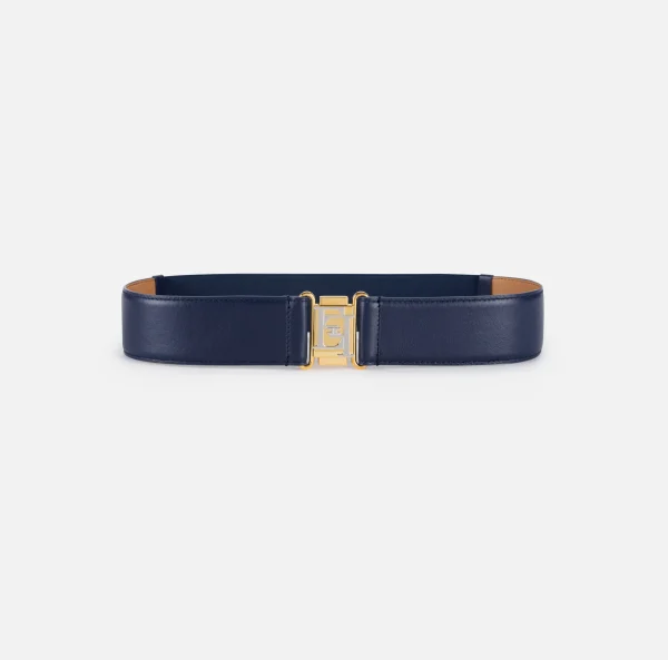Elisabetta Franchi Cinture^Cintura in pelle con fibbia logo a incastro Navy