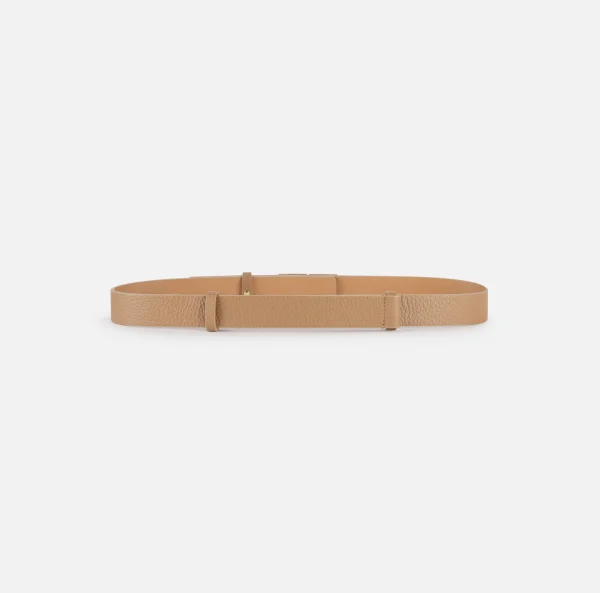 Elisabetta Franchi Cinture^Cintura in pelle con girello logo Camel