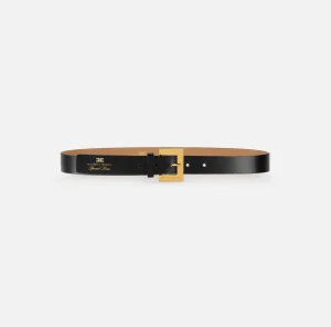 Elisabetta Franchi Cinture^Cintura in pelle con logo stampato Nero