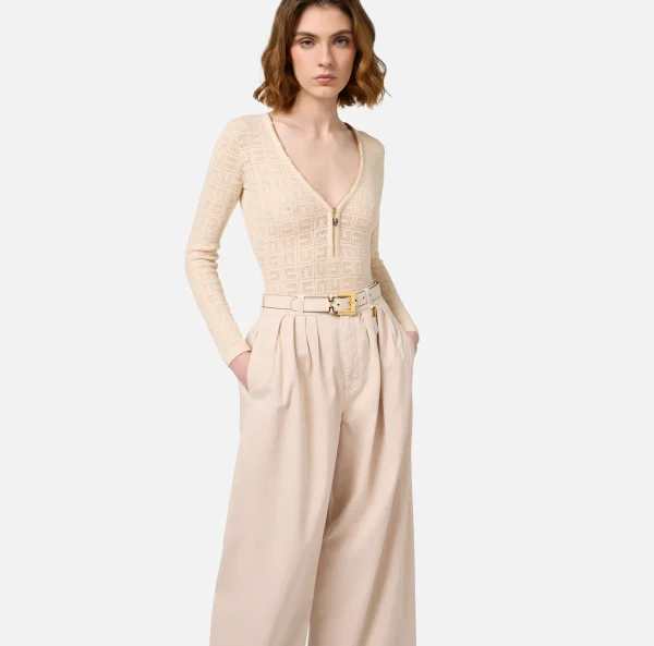 Elisabetta Franchi Cinture^Cintura in pelle con passante morsetto Lattice