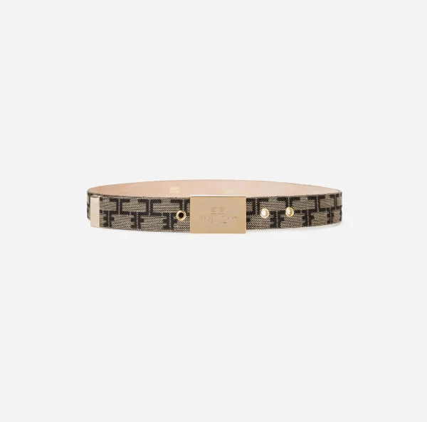 Elisabetta Franchi Cinture^Cintura Pattern Monogram Liquirizia/Nero