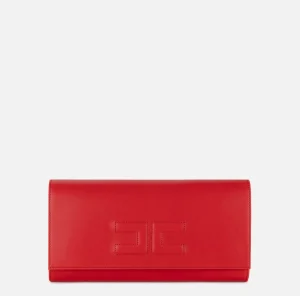 Elisabetta Franchi Clutch^Clutch baguette in nappa con logo embossed RedPassion