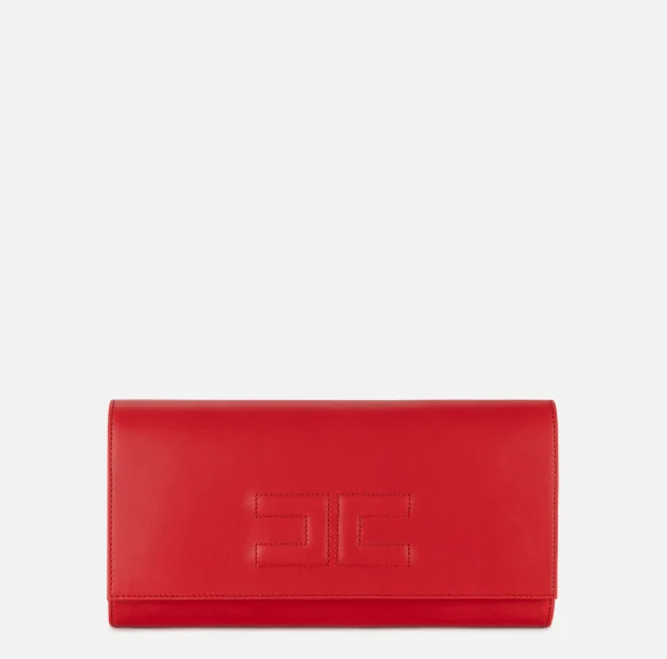 Elisabetta Franchi Clutch^Clutch baguette in nappa con logo embossed RedPassion
