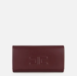 Elisabetta Franchi Clutch^Clutch baguette in nappa con logo embossed RougeNoir