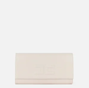 Elisabetta Franchi Clutch^Clutch baguette in nappa con logo embossed Burro