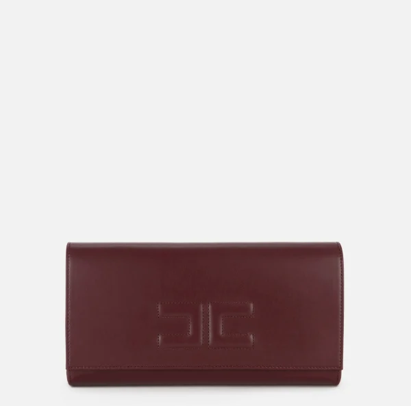 Elisabetta Franchi Clutch^Clutch baguette in nappa con logo embossed RougeNoir