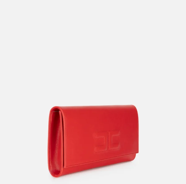 Elisabetta Franchi Clutch^Clutch baguette in nappa con logo embossed RedPassion