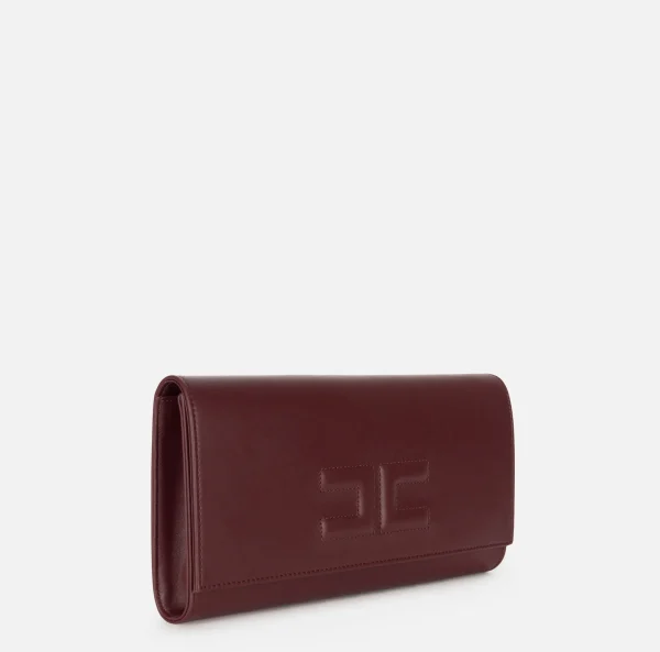 Elisabetta Franchi Clutch^Clutch baguette in nappa con logo embossed RougeNoir
