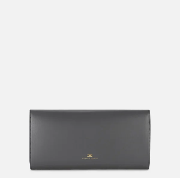 Elisabetta Franchi Clutch^Clutch baguette in nappa con logo embossed Steel