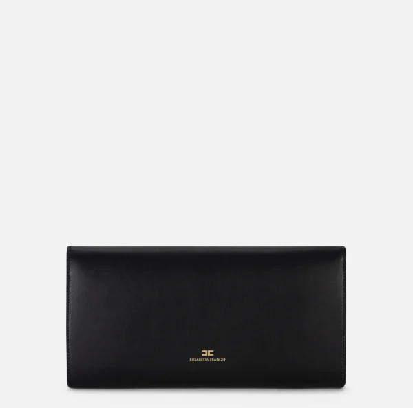 Elisabetta Franchi Clutch^Clutch baguette in nappa con logo embossed Nero
