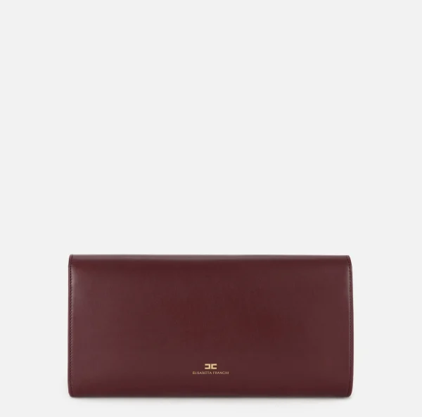 Elisabetta Franchi Clutch^Clutch baguette in nappa con logo embossed RougeNoir
