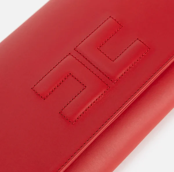 Elisabetta Franchi Clutch^Clutch baguette in nappa con logo embossed RedPassion