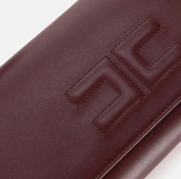 Elisabetta Franchi Clutch^Clutch baguette in nappa con logo embossed RougeNoir