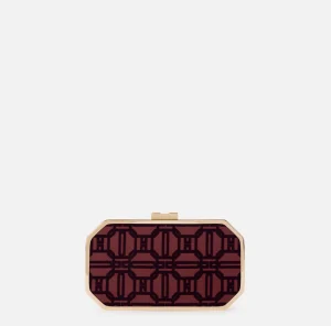 Elisabetta Franchi Clutch^Clutch in tessuto flock RougeNoir