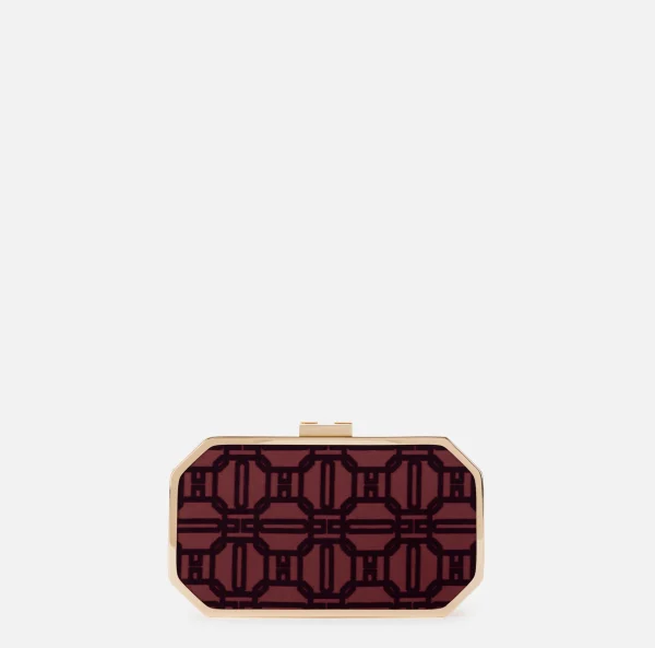 Elisabetta Franchi Clutch^Clutch in tessuto flock RougeNoir