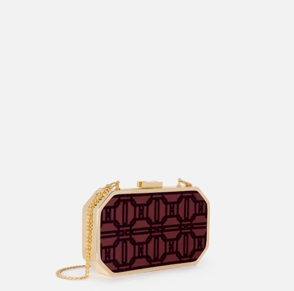 Elisabetta Franchi Clutch^Clutch in tessuto flock RougeNoir