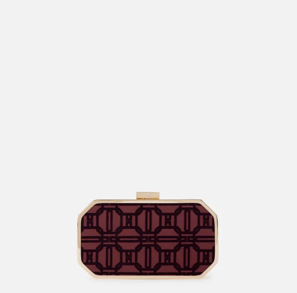 Elisabetta Franchi Clutch^Clutch in tessuto flock RougeNoir