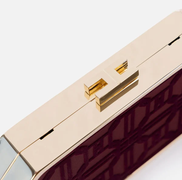 Elisabetta Franchi Clutch^Clutch in tessuto flock RougeNoir