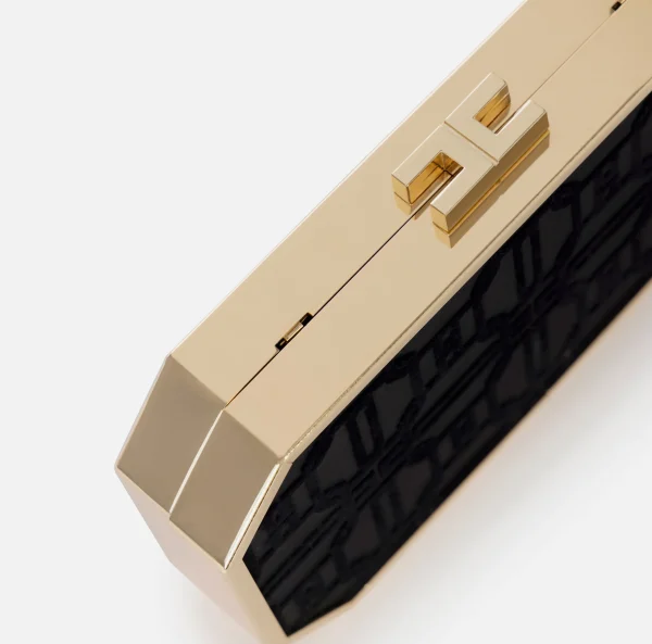 Elisabetta Franchi Clutch^Clutch in tessuto flock Nero