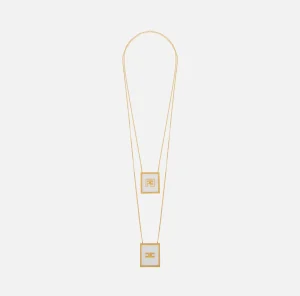 Elisabetta Franchi Bijoux^Collana con placca logo in plexiglass OroGiallo
