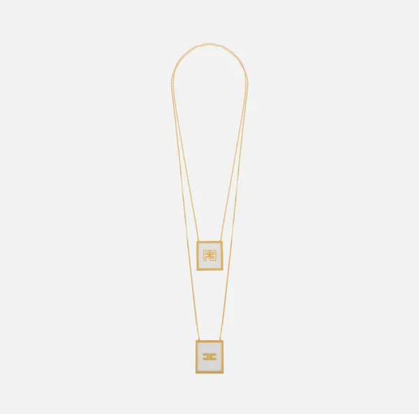 Elisabetta Franchi Bijoux^Collana con placca logo in plexiglass OroGiallo