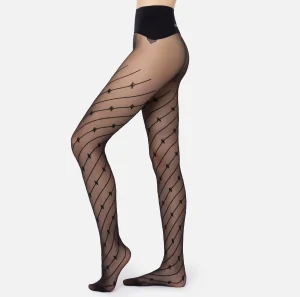 Elisabetta Franchi Collants^Collant con riga diagonale e logo Nero
