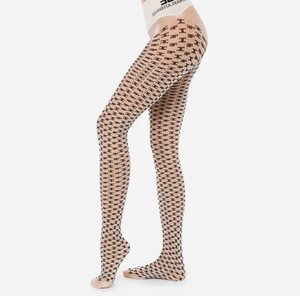 Elisabetta Franchi Collants^Collant Pattern Monogram Burro/Nero