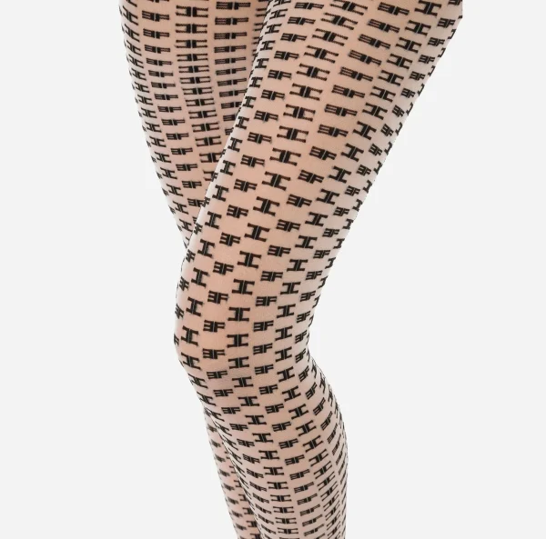 Elisabetta Franchi Collants^Collant Pattern Monogram Burro/Nero
