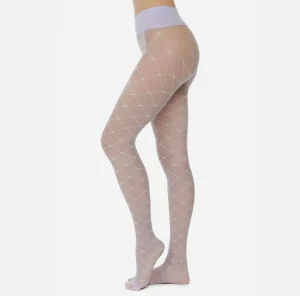 Elisabetta Franchi Collants^Collant Trama Monogram Lavanda/Burro