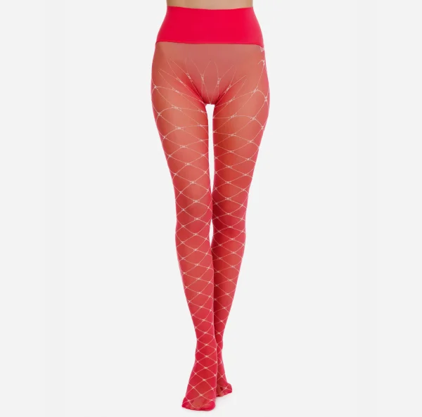 Elisabetta Franchi Collants^Collant Trama Monogram Amaranto/Burro
