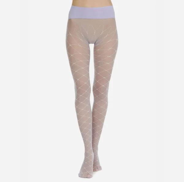 Elisabetta Franchi Collants^Collant Trama Monogram Lavanda/Burro