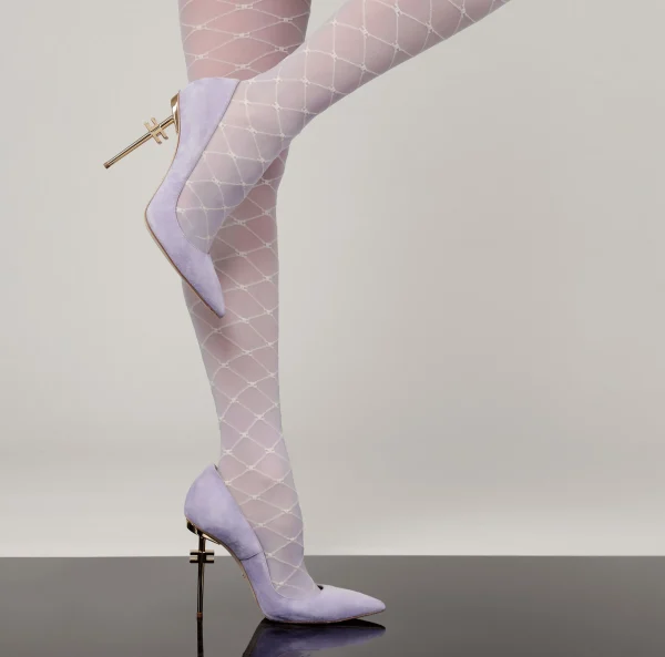 Elisabetta Franchi Collants^Collant Trama Monogram Lavanda/Burro